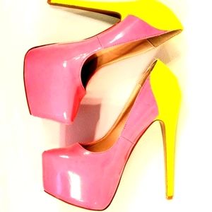 Neon Color-Block High Heels